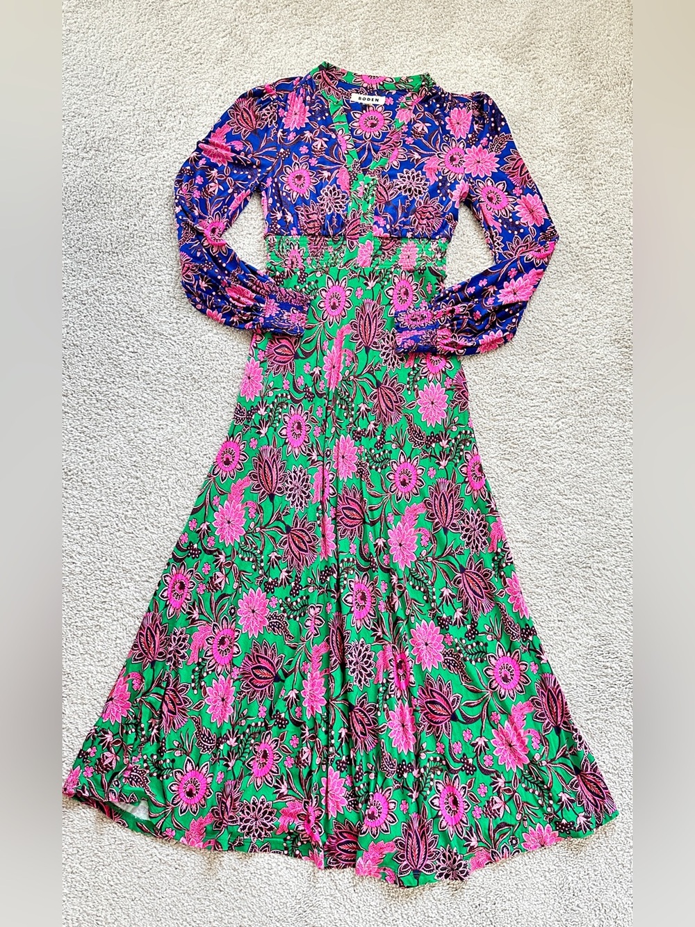 Boden Ivy Smocked Midi Dress Sz 2